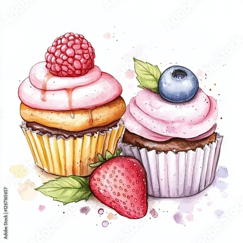 Watercolor Sweets Design Delicious Candy and Treats for Festive Backgrounds photo