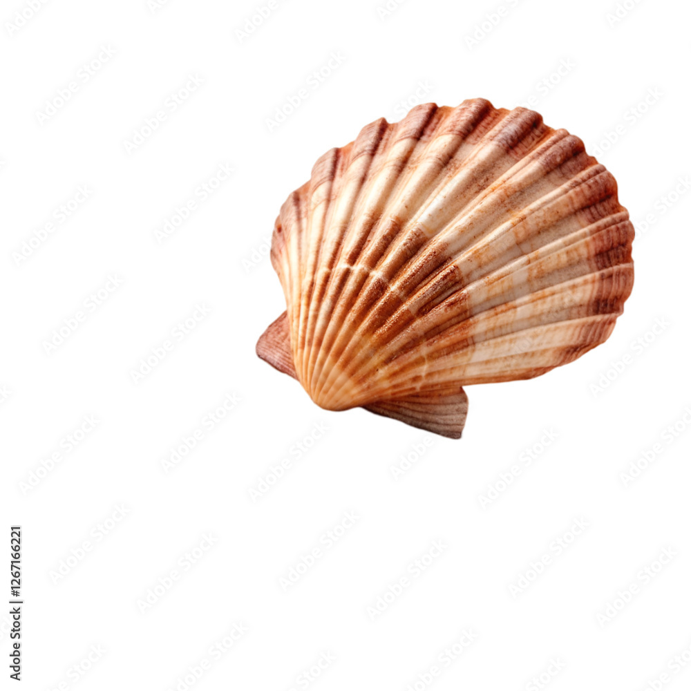 Summer concept with shell on white background Generative by Ai.