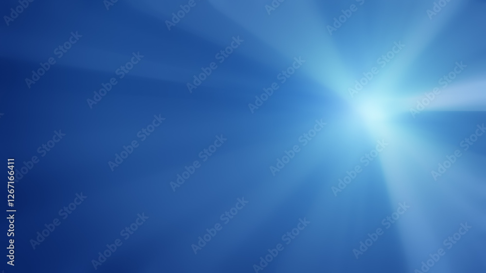 Obraz premium Soft and vibrant blue gradient background with radiant light rays. Abstract and blurred full frame background, copy space.