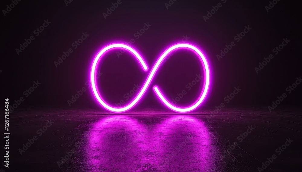 A vibrant neon infinity symbol glowing in pink against a dark background, reflecting creativity and endless possibilities. A vibrant neon infinity symbol glowing in pink against a dark background, reflecting creativity and endless possibilities.