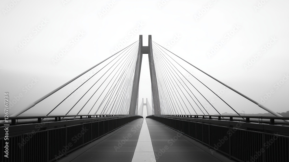 Fototapeta premium A symmetrical bridge disappearing into the horizon