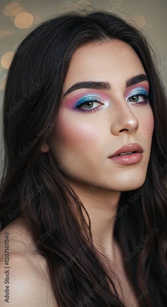 Vibrant makeup portrait: bold eyes and flawless complexion Vibrant makeup portrait: bold eyes and flawless complexion
