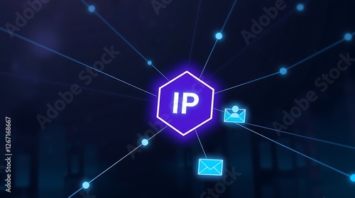 IP, Internet protocol, Network Topology Infographic with IP Addresses – Connected Users and IP-Based Communication, networking, network diagram, network infrastructure, IP-based communication