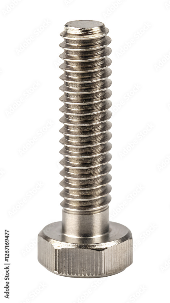 Intricate Metal Screw Thread with Detailed Design on White Background Intricate Metal Screw Thread with Detailed Design on White Background