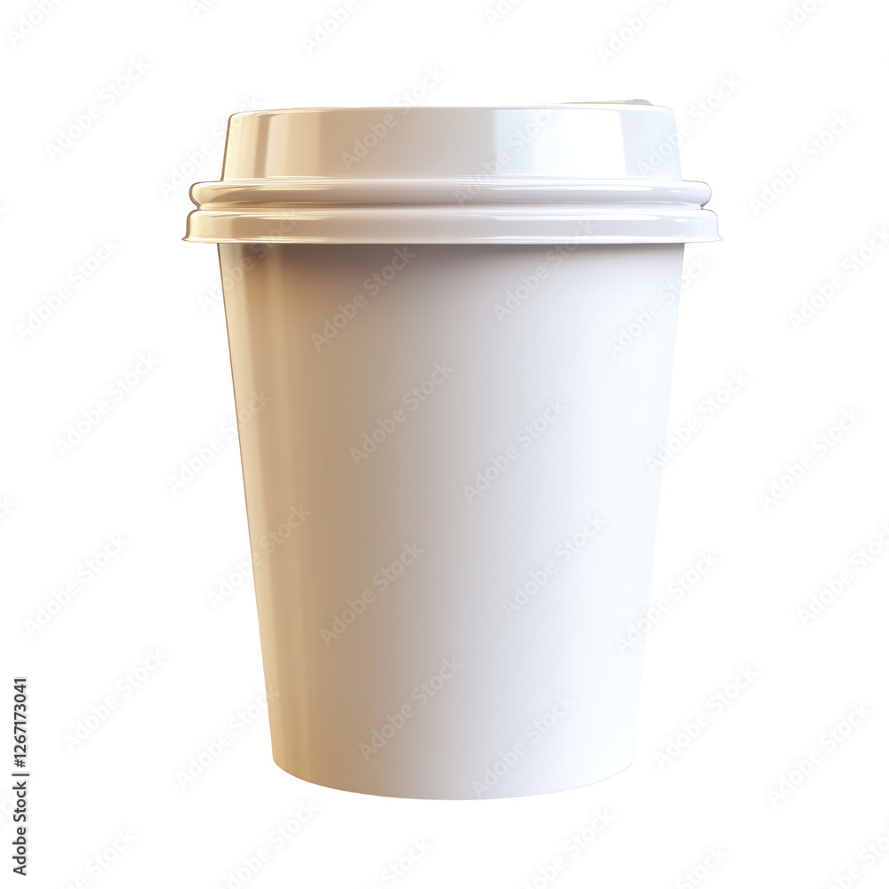Isolated Warm-Toned White Coffee Cup with Textured Lid Isolated Warm-Toned White Coffee Cup with Textured Lid