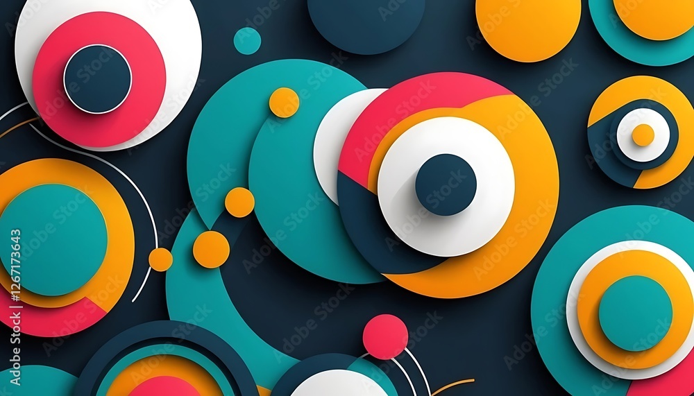 Modern Geometric Composition of Colorful Overlapping Circles Design Modern Geometric Composition of Colorful Overlapping Circles Design