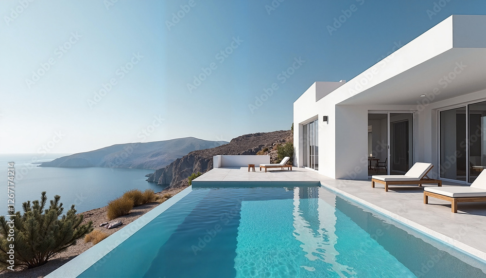 Fototapeta premium Luxury villa with pool and sea view