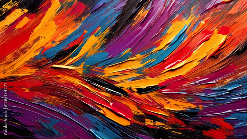 A rough, colorful peeling paint surface with brush strokes, symbolizing positive emotions and energy, or negative emotions, turmoil, stress, confusion 