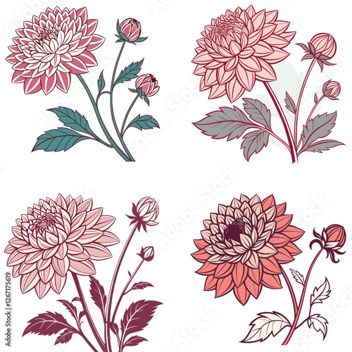 A dahlia flower icon with multiple layers of pointed petals