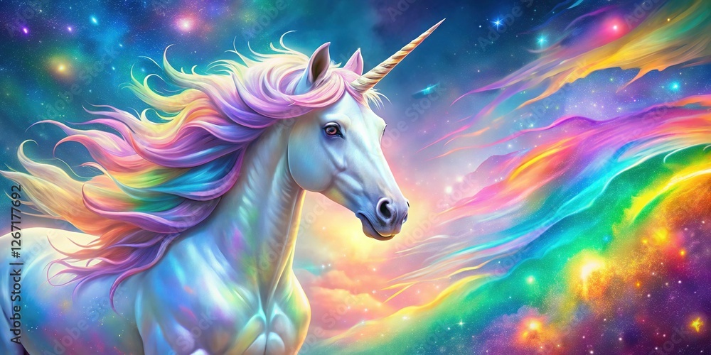Fototapeta premium Holographic Rainbow Unicorn Fantasy Background - Magical Pastel Colors