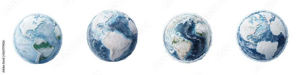 A collection of digitally spherical globes depicting the intricate geography topography and landmasses that make up the diverse planet Earth These 3D models showcase the interconnected continents A collection of digitally spherical globes depicting the intricate geography topography and landmasses that make up the diverse planet Earth These 3D models showcase the interconnected continents