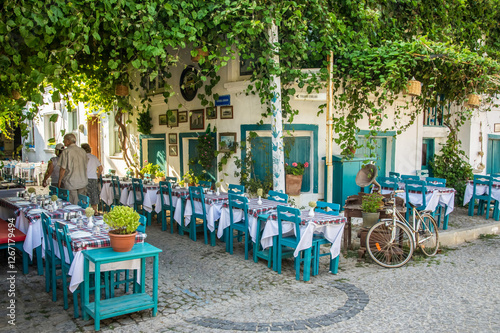 Restaurant on the island of Bozcaada, Turkey