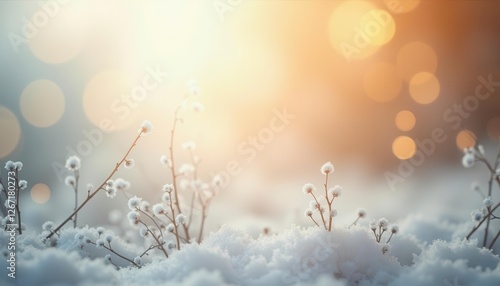 Winter Snow Landscape with Soft Light photo