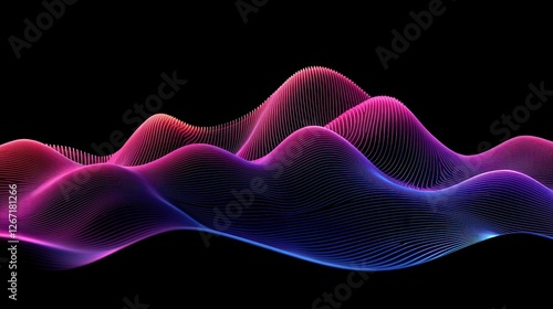 Colorful abstract wave flow on black background for digital art