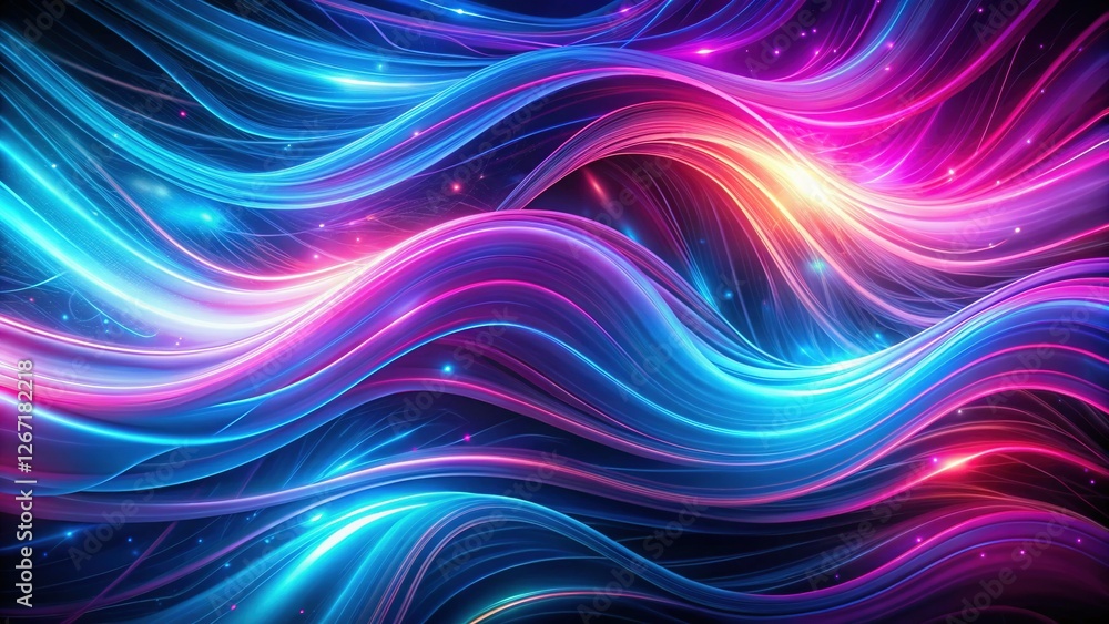 Obraz premium Mesmerizing Neon Abstract Background: Flowing Blue, Purple & Pink Light Streaks