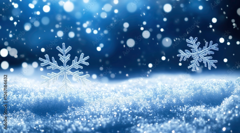 Winter Wonderland: A serene backdrop of pristine white snow, delicate snowflakes, and a mesmerizing blue sky, capturing the essence of winter's magic. Winter Wonderland: A serene backdrop of pristine white snow, delicate snowflakes, and a mesmerizing blue sky, capturing the essence of winter's magic.