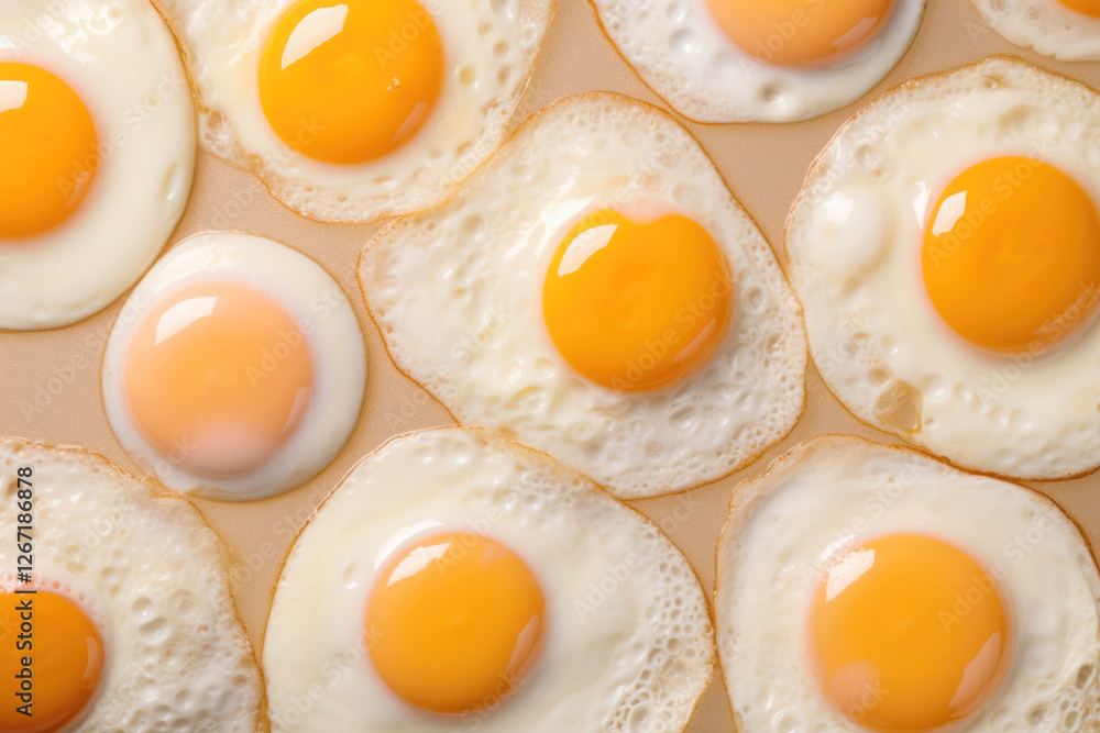A lot of fried eggs background A lot of fried eggs background