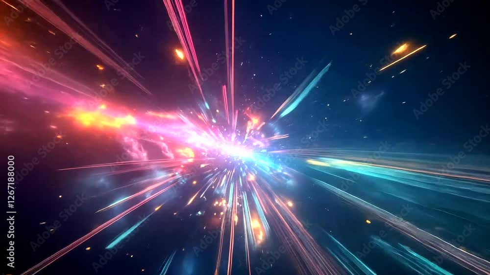 Vibrant Light Trails in a Cosmic Space Scene Vibrant Light Trails in a Cosmic Space Scene