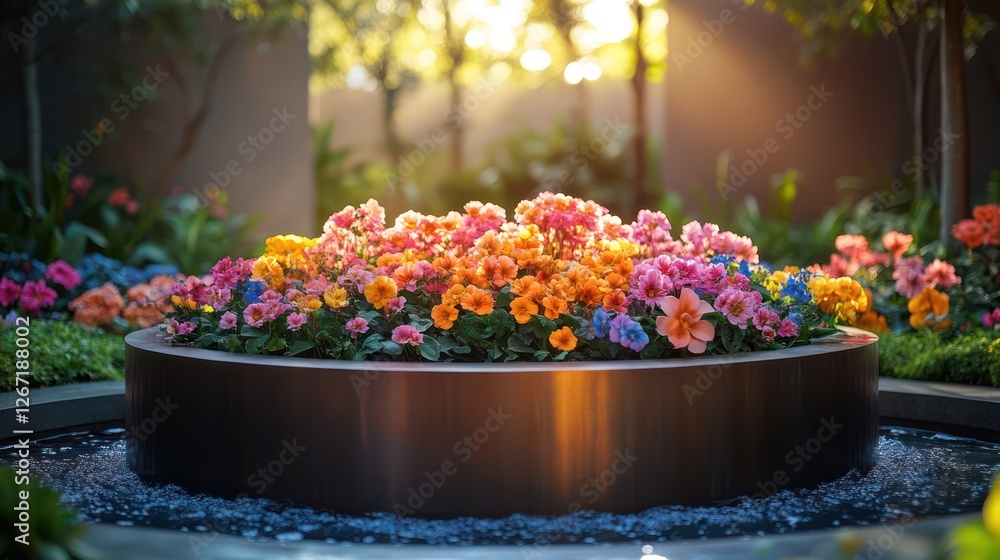 Vibrant Blooms in a Modern Garden Oasis Vibrant Blooms in a Modern Garden Oasis