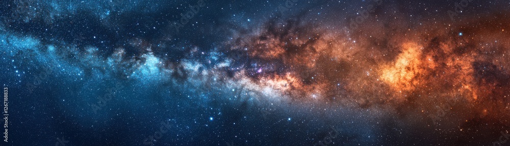 Fototapeta premium Vast Cosmic Landscape with Colorful Nebula and Sparkling Stars in Deep Space
