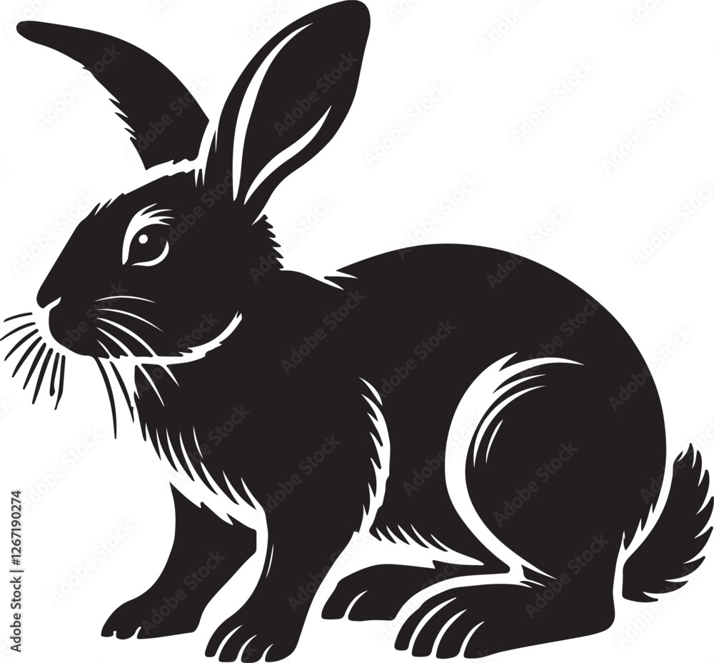 Fototapeta premium Rabbit Vector silhouettes. Collection of black easter rabbit silhouettes. 