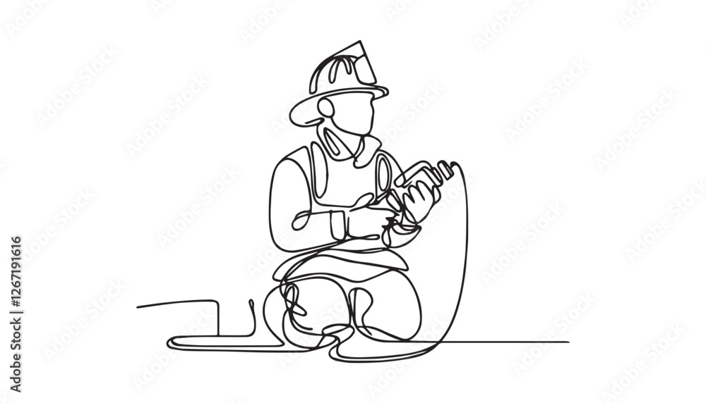 Continuous one single minimal line drawing fireman
Continuous one single minimal line drawing fireman