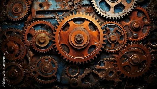 Wallpaper Mural A mechanical grunge texture combining gears, rust, and layered industrial patterns. Torontodigital.ca