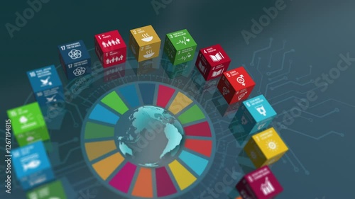 Goal 4 Quality Education 17 SDGs Global Goals Digital Benefits World Animation On Circuit Board Concept