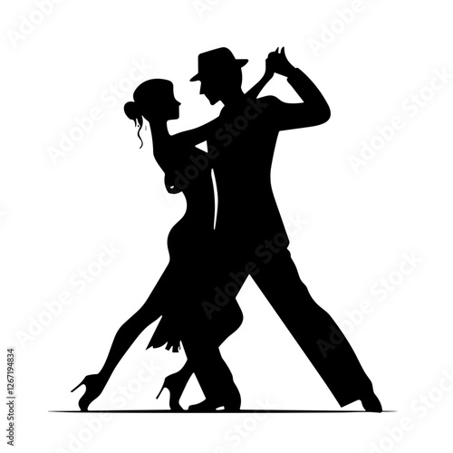 Vector illustration of a couple dancing tango, capturing elegance and intimacy