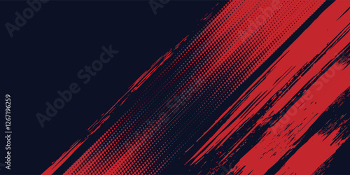 Red halftone dots blue color pattern gradient grunge texture background. Dot pop art comic sport style dots grunge arts background