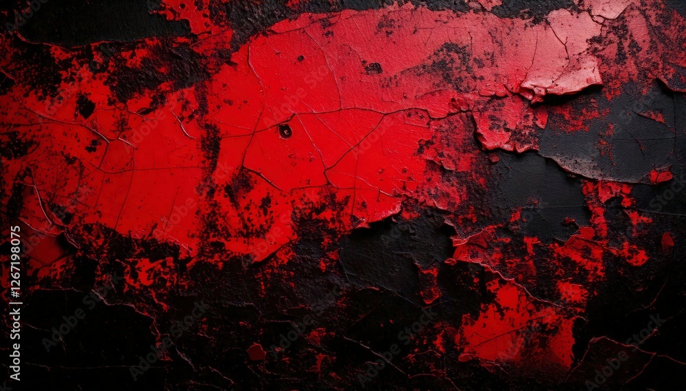 A red and black grunge background with peeling layers and rough textures. A red and black grunge background with peeling layers and rough textures.