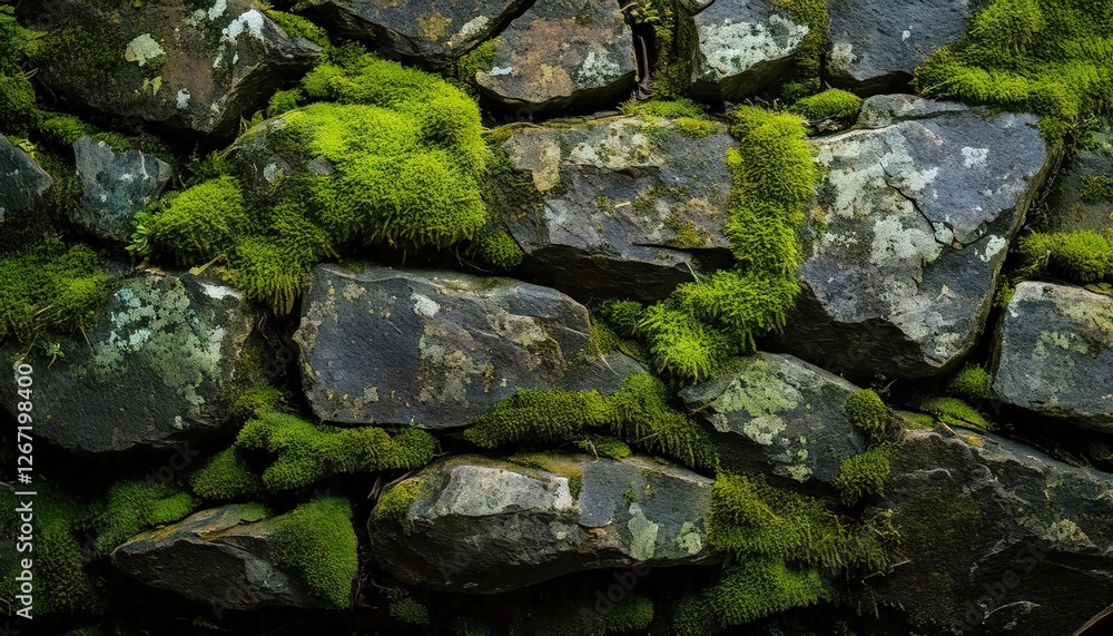 A rocky grunge texture with moss growing in cracks and rough, uneven surfaces. A rocky grunge texture with moss growing in cracks and rough, uneven surfaces.
