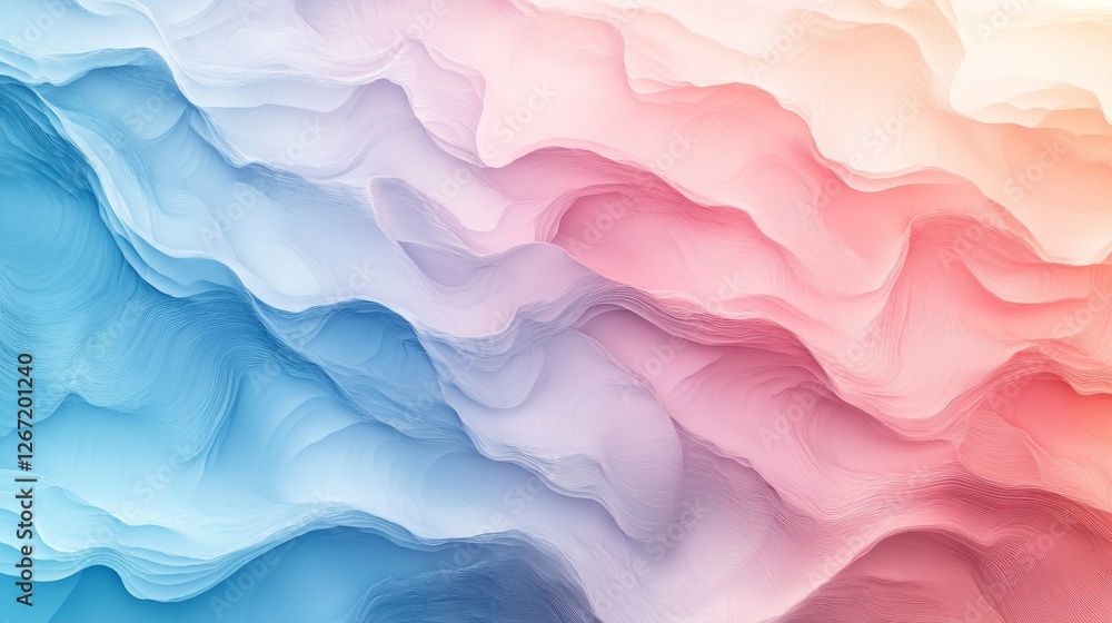 Abstract image showcasing flowing waves of pastel hues Abstract image showcasing flowing waves of pastel hues