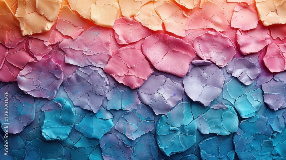 Obraz premium Vibrant multicolored abstract texture with iridescent layers of cracked paint