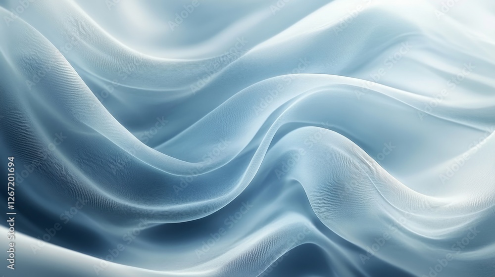 Fototapeta premium Abstract smooth flowing waves in soft blue and white