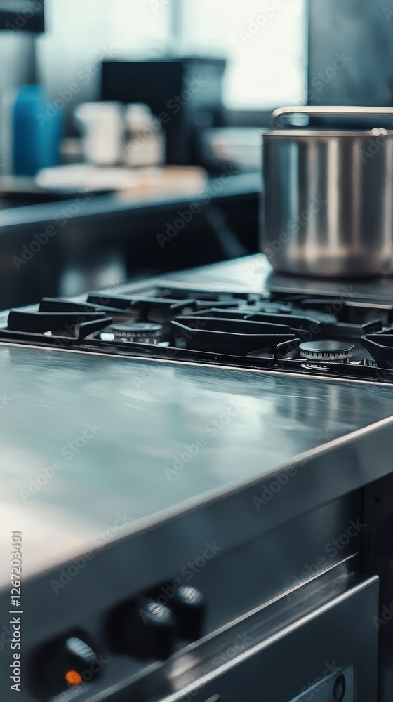 An engaging close-up of a polished stainless steel stove with cooking pots, illustrating the precise tools used in professional kitchens for culinary mastery and creativity. An engaging close-up of a polished stainless steel stove with cooking pots, illustrating the precise tools used in professional kitchens for culinary mastery and creativity.