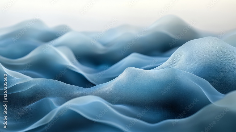 Obraz premium Abstract blue flowing wave like fabric in soft lighting