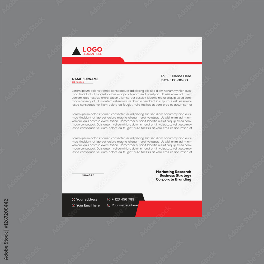 Obraz premium Modern corporate letterhead template design. Creative and Professional business letterhead design template. Letterhead template in flat style