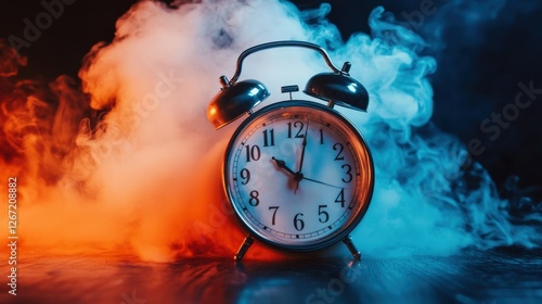 A clock melting over a table, symbolizing the concept of time, surreal and realistic,
