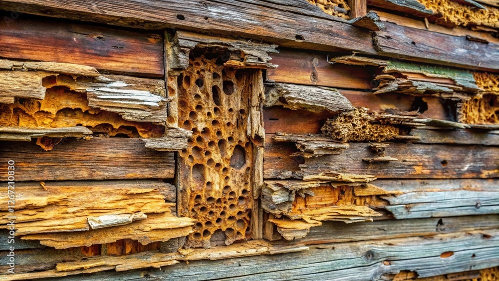 Panoramic wall termite damage. Home inspection & pest control. Panoramic wall termite damage. Home inspection & pest control.