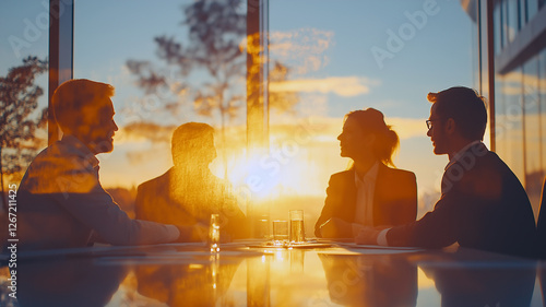 A collaborative team of business professionals working together in a modern office setting. This creates a dynamic, layered image ideal for corporate and teamwork-themed banner designs
