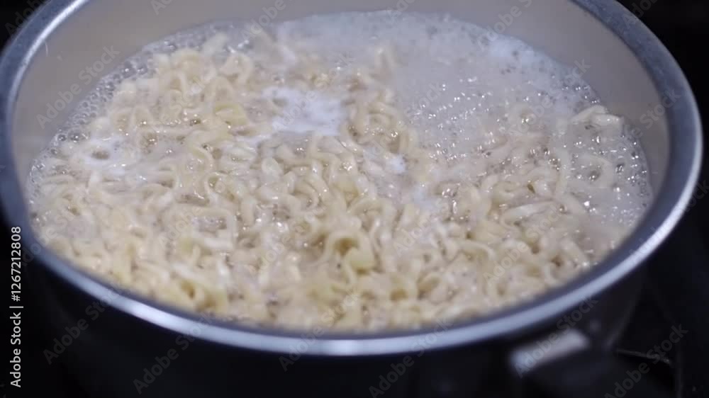 instant noodles are being boiled in the pot instant noodles are being boiled in the pot