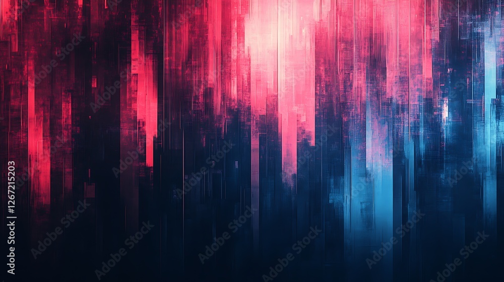 Abstract digital glitch background with dark and light blue, red, and white vertical lines. Abstract digital glitch background with dark and light blue, red, and white vertical lines.