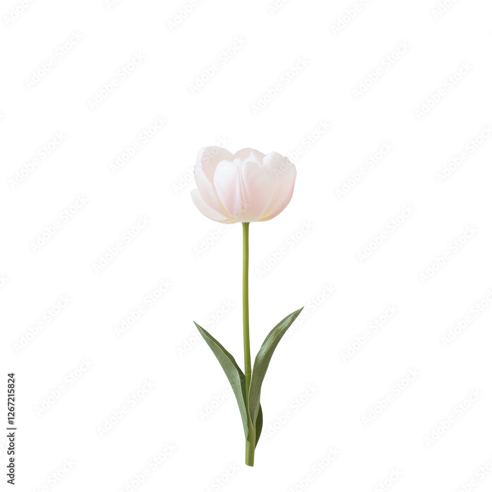 A single white flower with a green stem. The flower is the only thing in the image A single white flower with a green stem. The flower is the only thing in the image
