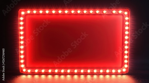 Wallpaper Mural Red Illuminated Signboard: Bright, Glowing, Empty Frame, Perfect for Announcements, Displays, Messages, Advertising, Events,  Shows, Promotions, and Digital Designs. Torontodigital.ca