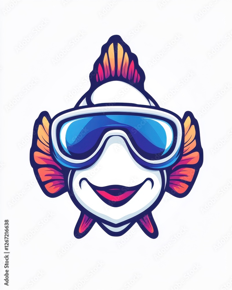 Animal logo concept wearing VR glasses. Cartoon fish wearing sunglasses, showcasing a playful and vibrant design. Animal logo concept wearing VR glasses. Cartoon fish wearing sunglasses, showcasing a playful and vibrant design.