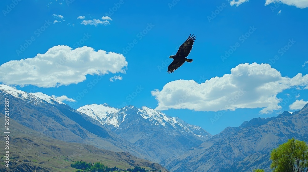 A majestic eagle soaring high above a mountain range, symbolizing freedom and divine guidance. A majestic eagle soaring high above a mountain range, symbolizing freedom and divine guidance.