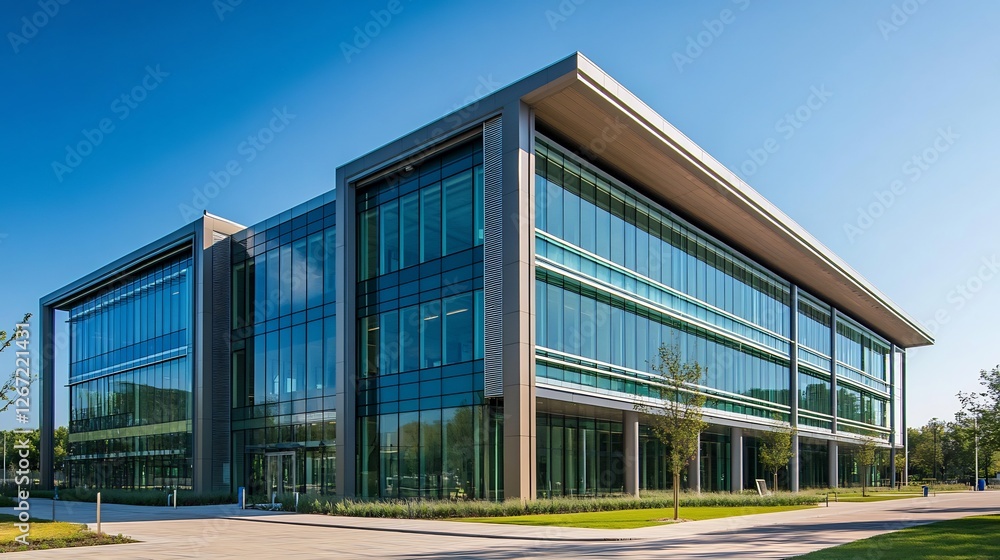 Modern Glass Office Building: Architectural Design in Sunlight Modern Glass Office Building: Architectural Design in Sunlight