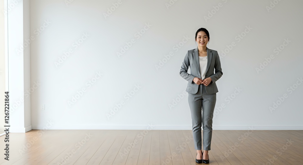 Professional Woman in a Gray Suit