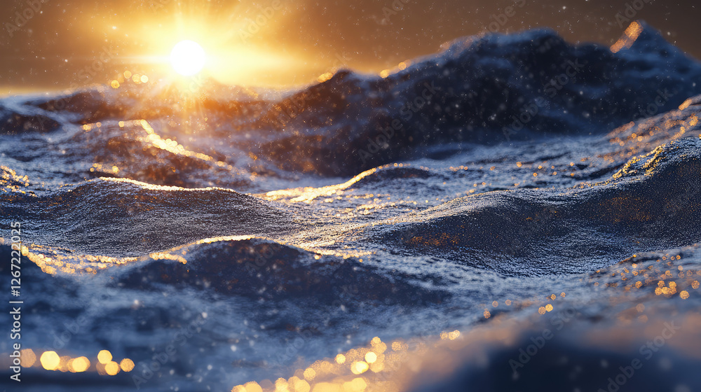 Naklejka premium a beautiful blue water surface snow on the beach isolated on the whit background